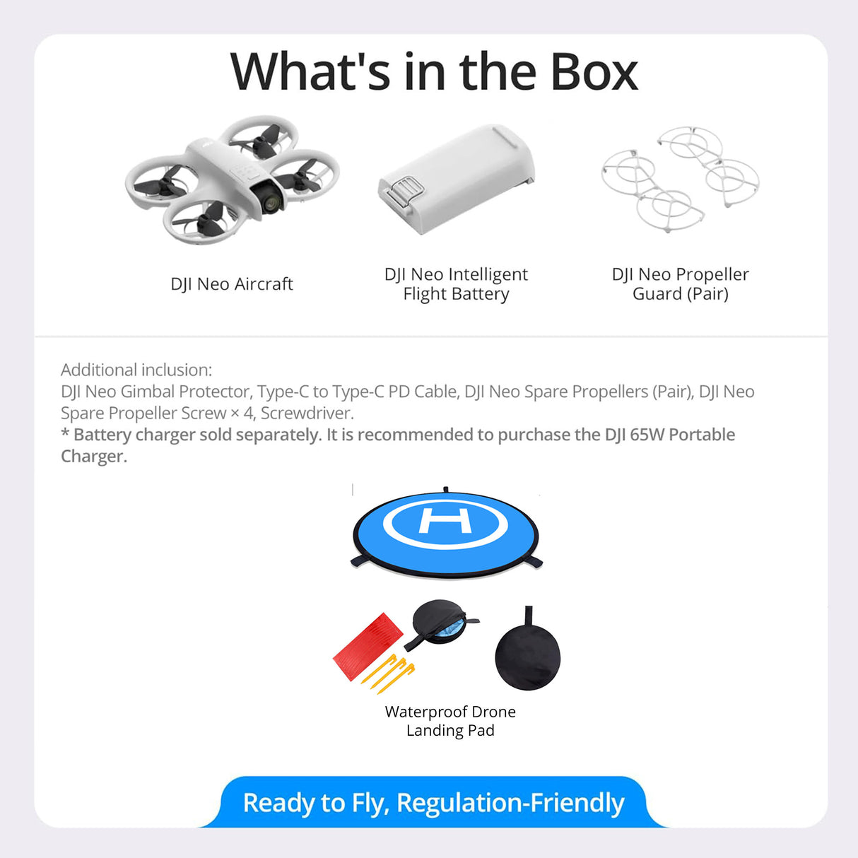 DJI Neo Palm Sized Lightweight Drone with Six Intelligent Shooting Modes with 30" Double-Sided Drone