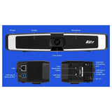 AVer VB130 4K Video Collaboration Bar with Adjustable 5-Level Fill Lighting (Black and White)