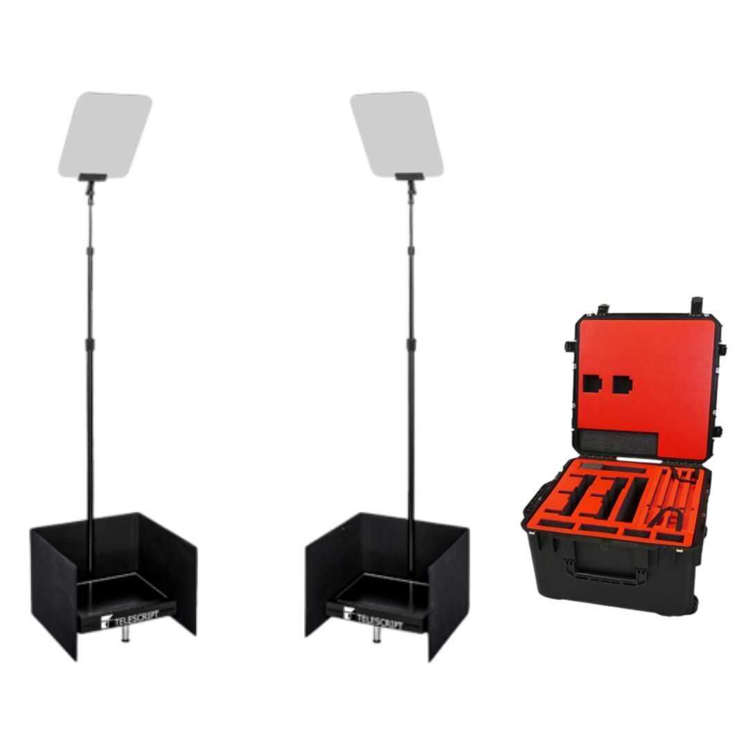 Telescript PRS-150-SDI-CC Full-Sized Public Speaking System with LED Monitors and Foam Case