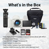 Sony Alpha ZV-E10 II Content Creators’ Camera (White) Body with Vlogger Accessory Kit Bundle