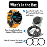 Garmin Fenix 8 Sapphire 47mm GPS Smartwatch (Spark Orange and Graphite) with Charger Stand Bundle