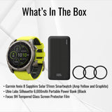 Garmin Fenix 8 Sapphire Solar 51mm Smartwatch (Amp Yellow and Graphite) with Power Bank Bundle