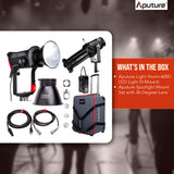 Aputure Light Storm 600D LED Light (V-Mount) with Aputure 36-Degree Lens Spotlight Mount Set Bundle