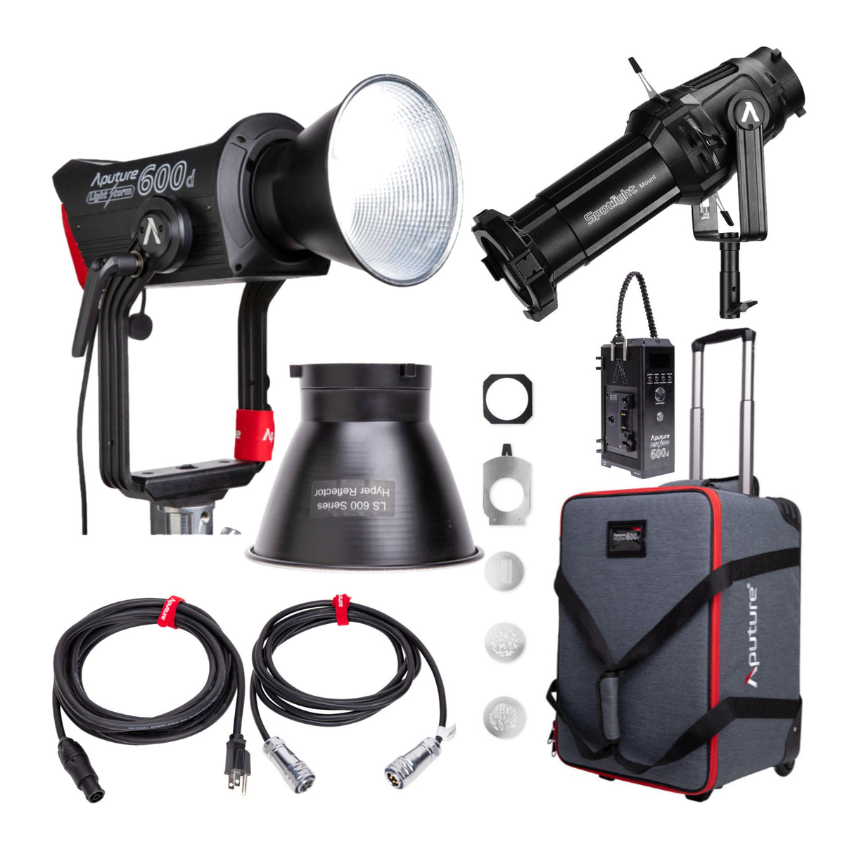 Aputure Light Storm 600D LED Light (V-Mount) with Aputure 36-Degree Lens Spotlight Mount Set Bundle