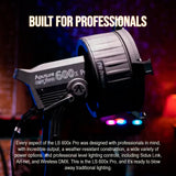 Aputure Light Storm 600X Pro (A-Mount) with Aputure F10 Fresnel and Aputure F10 Barndoors Bundle