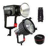 Aputure Light Storm 600X Pro (A-Mount) with Aputure F10 Fresnel and Aputure F10 Barndoors Bundle