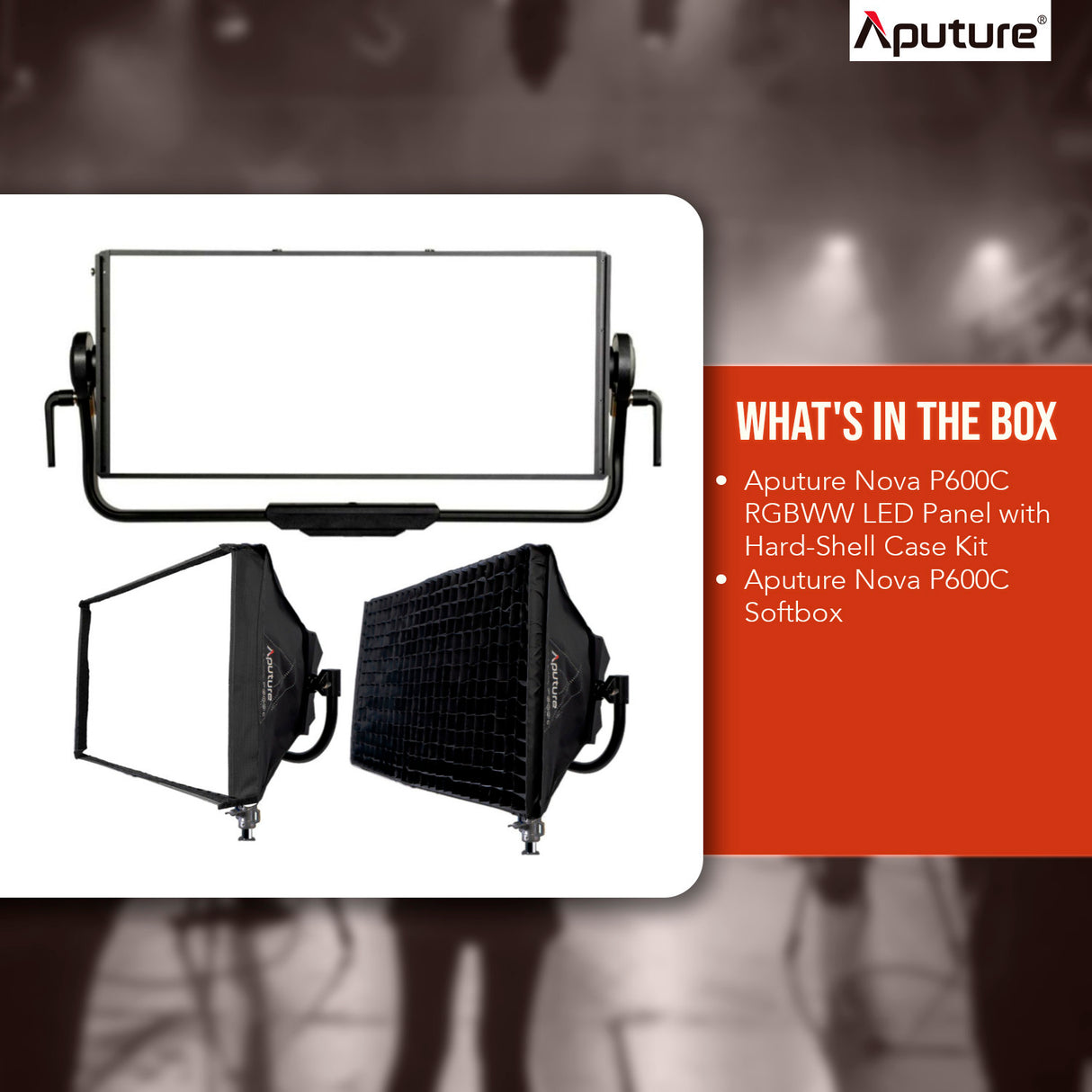 Aputure Nova P600C RGBWW LED Panel with Hard-Shell Case Kit with Aputure Nova P600C Softbox Bundle