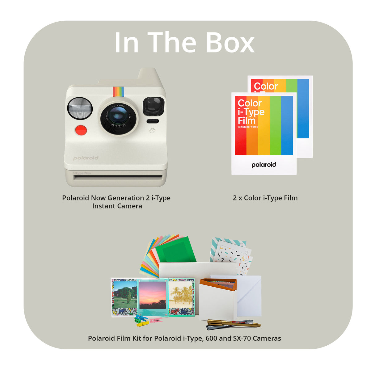 Polaroid NOW Gen 2 Camera (Vintage White) with Double Pack Film and Photo Box Kit