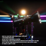 Aputure LS 600C Pro II RGB LED Monolight (A-Mount) with Aputure F10 Fresnel and F10 Barndoors Bundle