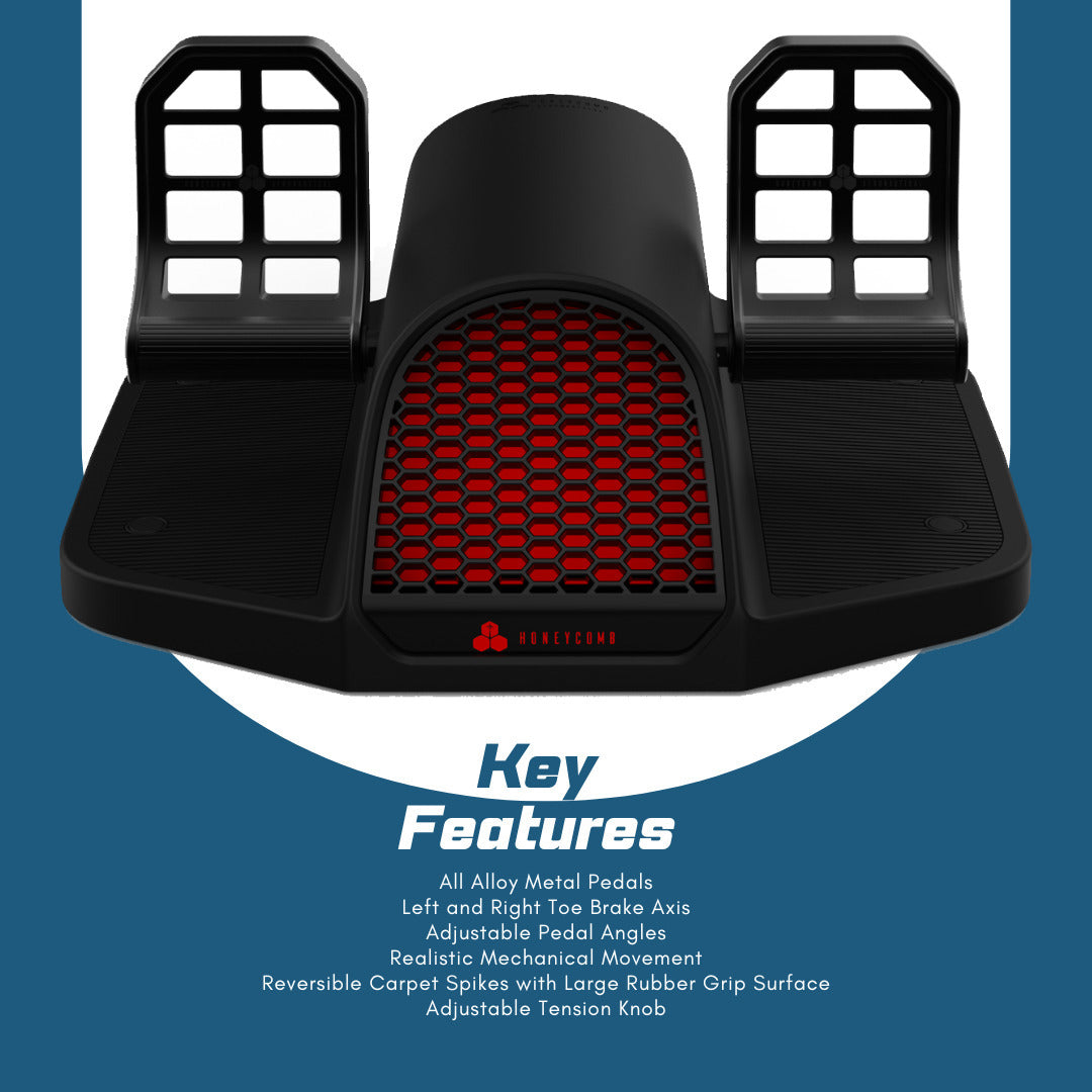 Honeycomb Aeronautical Charlie Rudder Pedals with Adjustable Tension Knob and Aluminum Body Bundle
