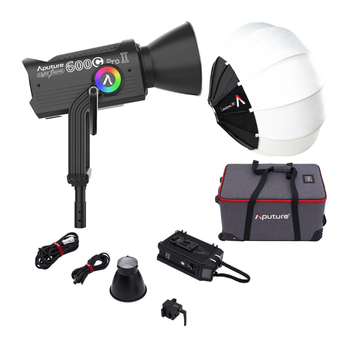 Aputure LS 600C Pro II RGB LED 46 Preset Effects Monolight (A-Mount) with Aputure Lantern 90 Bundle