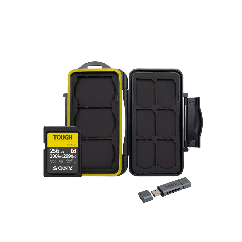 Sony 256 GB TOUGH G Series UHS-II SDXC Memory Card with SD Card Reader and Carrying Case Bundle