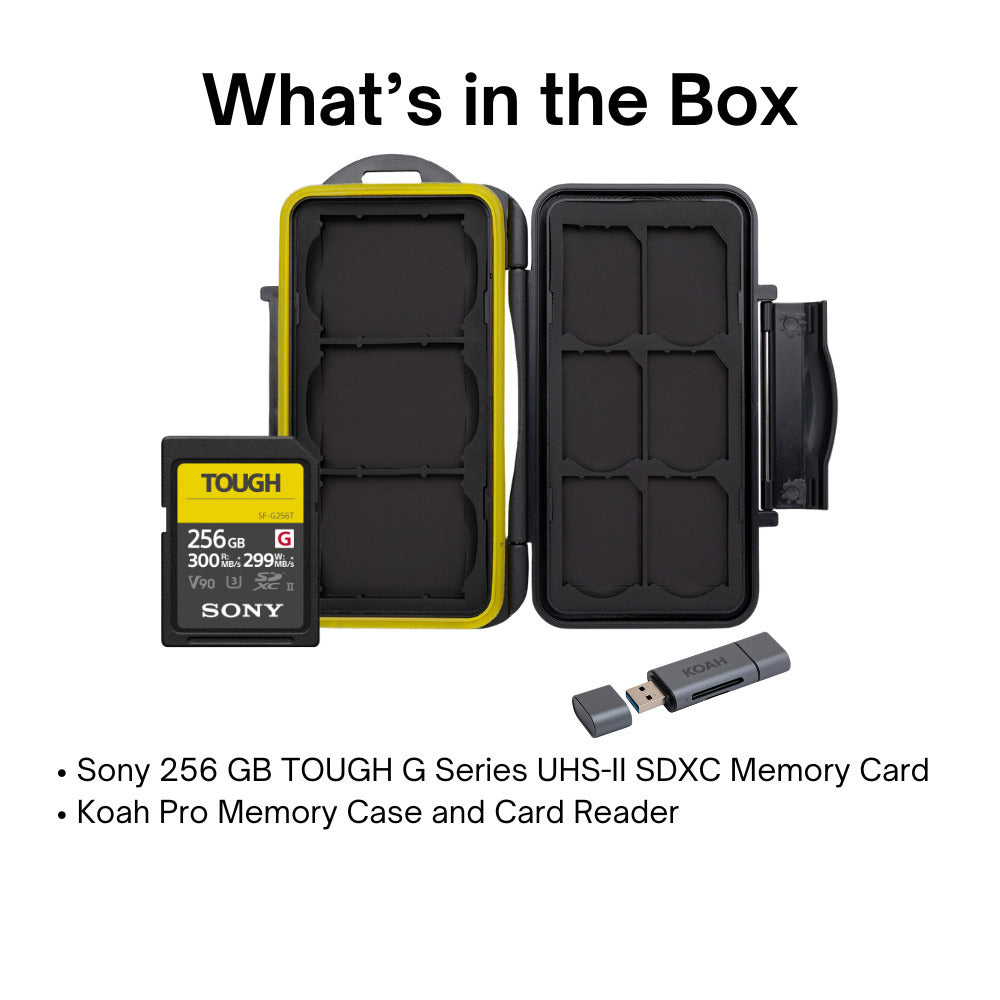 Sony 256 GB TOUGH G Series UHS-II SDXC Memory Card with SD Card Reader and Carrying Case Bundle
