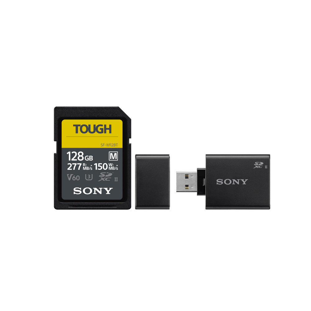 Sony 128GB SF-M Series High-Speed Tough SD Card (2-Pack) with Sony USB 3.1 SD Card Reader Bundle