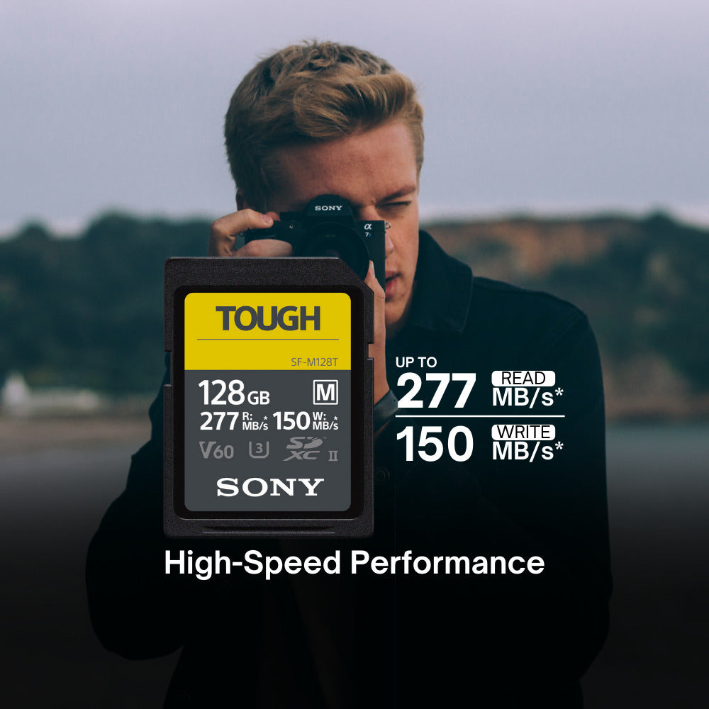 Sony 128GB SF-M Series High-Speed Tough SD Card (2-Pack) with SD Card Reader and Case Bundle