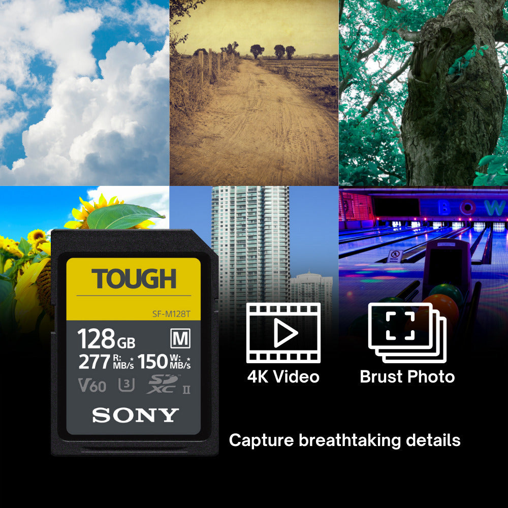 Sony 128GB SF-M Series High-Speed Tough SD Card (2-Pack) with SD Card Reader and Case Bundle