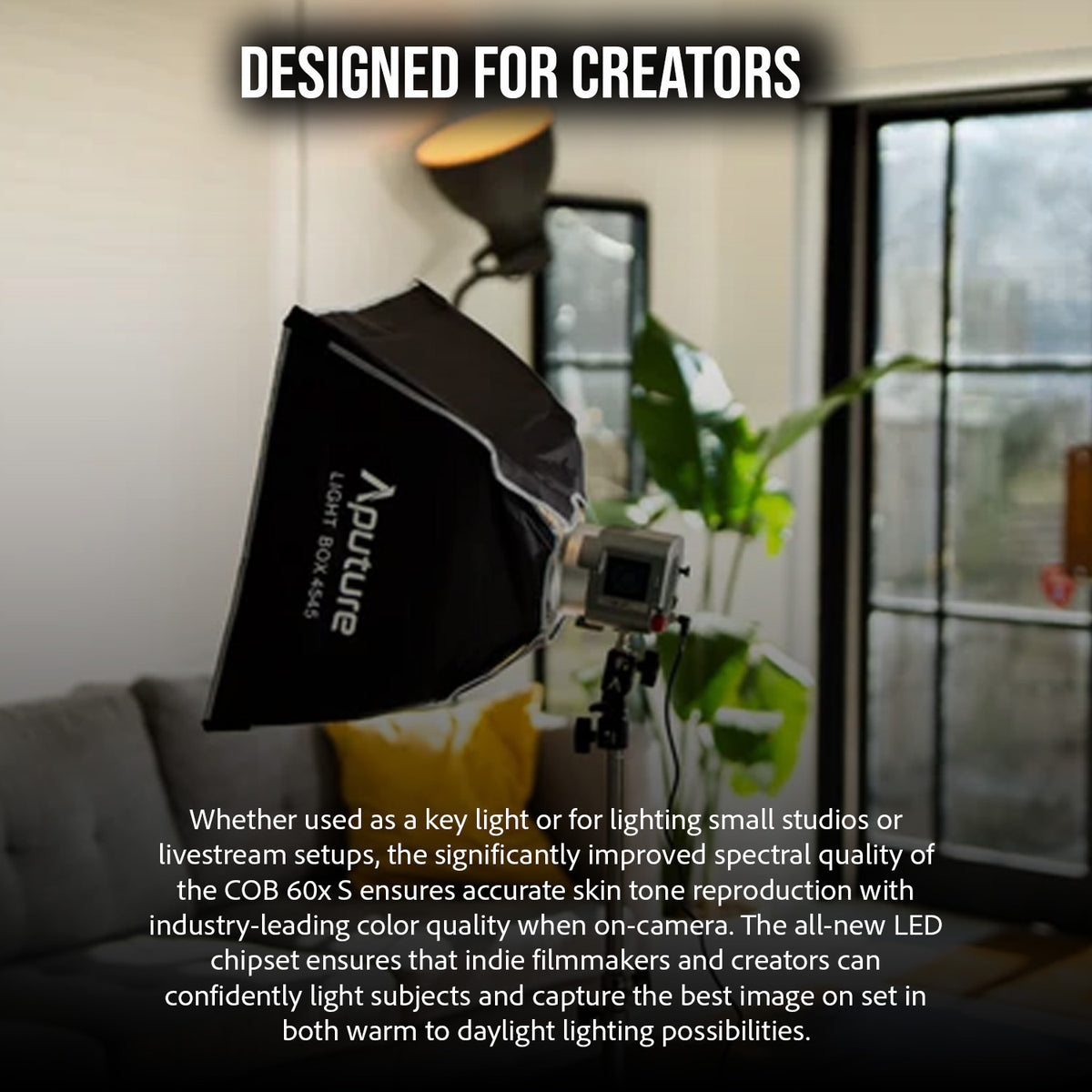 Aputure Amaran COB 60x S Bi-Color LED Monolight with Aputure LS60 Softbox Bundle