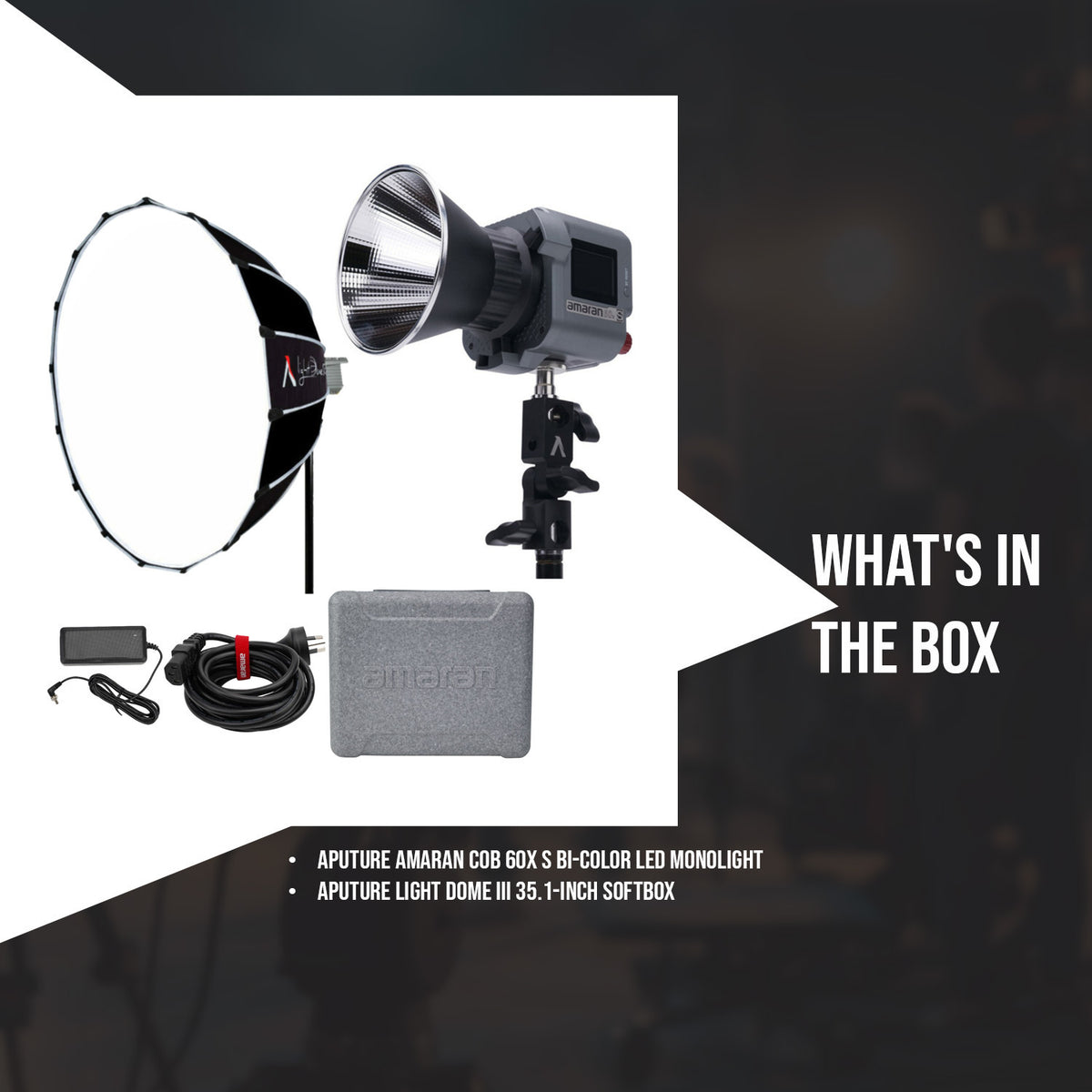 Aputure Amaran COB 60x S Bi-Color LED Monolight with Aputure Light Dome SE 35.5-Inch Softbox Bundle