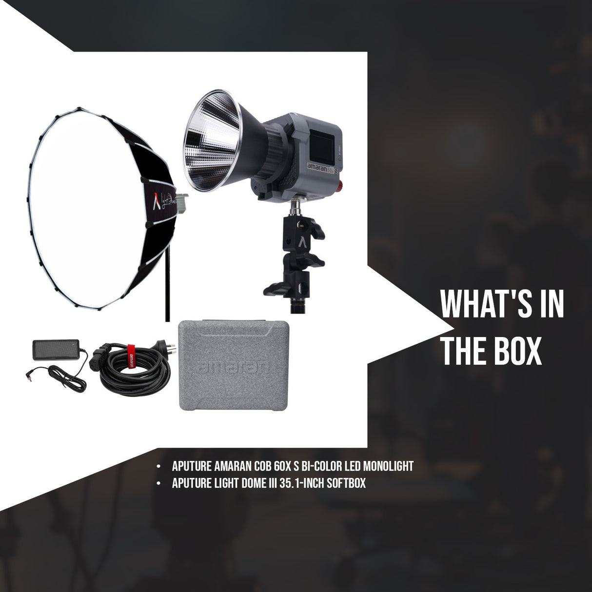 Aputure Amaran COB 60x S Bi-Color LED Monolight with Aputure Light Dome SE 35.5-Inch Softbox Bundle