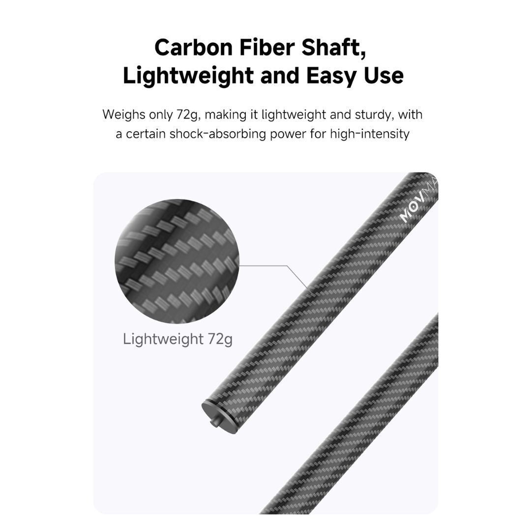 Movmax 25cm Lightweight Carbon Fiber Extension Tube for Movmax Blade Arm and DJI Pocket 3 (Black)