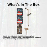 Stealth Cam Adjustable Multi-Pivot Mounting Post with 32GB Memory Card (2-Pack) Bundle
