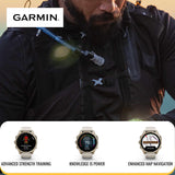 Garmin Fenix 8 43mm AMOLED GPS Smartwatch (Silver and Whitestone) with Portable Charger Stand Bundle