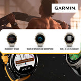 Garmin Fenix 8 43mm AMOLED GPS Smartwatch (Silver and Whitestone) with Portable Charger Stand Bundle