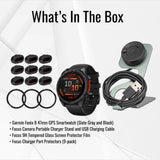 Garmin Fenix 8 47mm GPS Smartwatch (Slate Gray-Black) with Charger Stand and Screen Protector Bundle