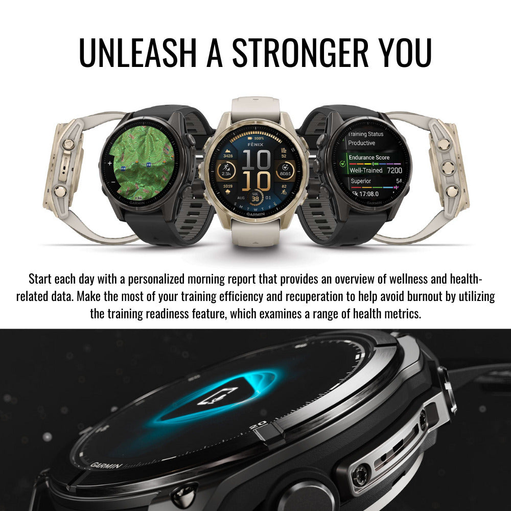 Garmin Fenix 8 47mm GPS Smartwatch (Slate Gray-Black) with Charger Stand and Screen Protector Bundle