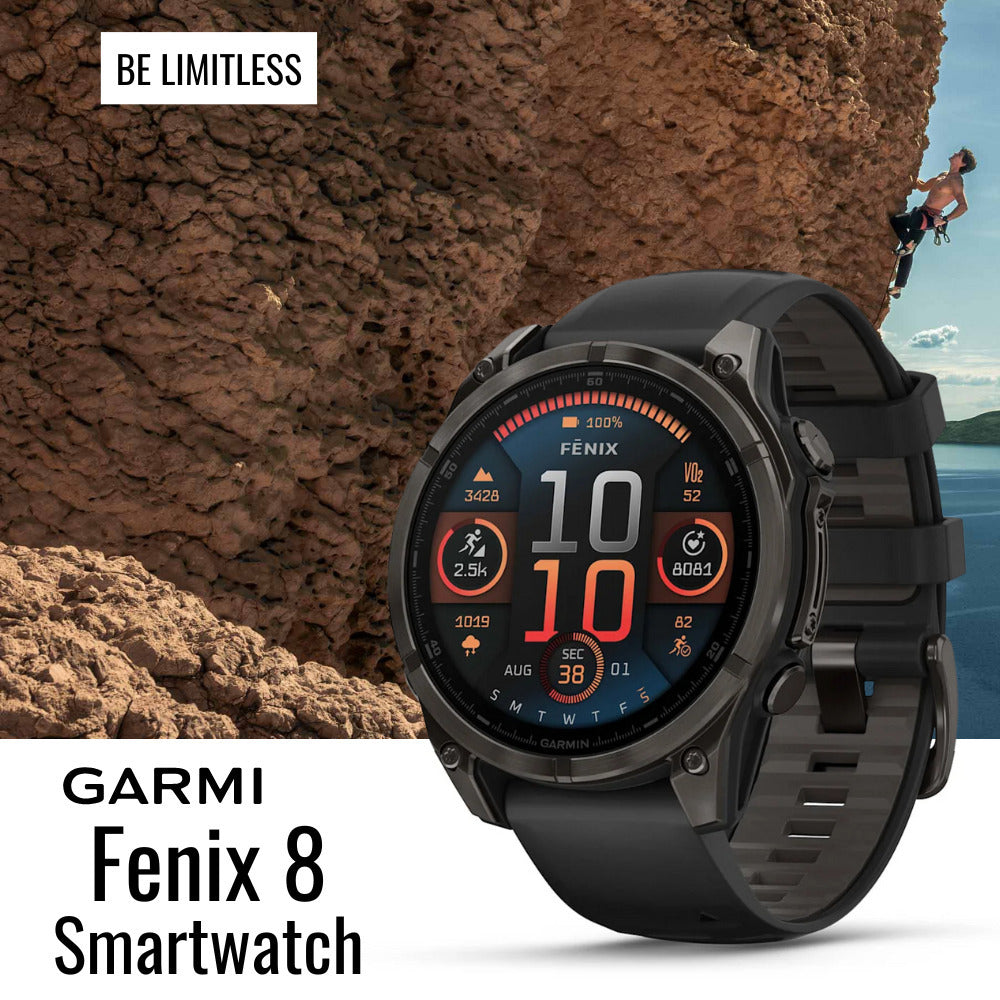Garmin Fenix 8 Sapphire 47mm GPS Smartwatch (Black and Pebble Gray) and Charger Stand Bundle