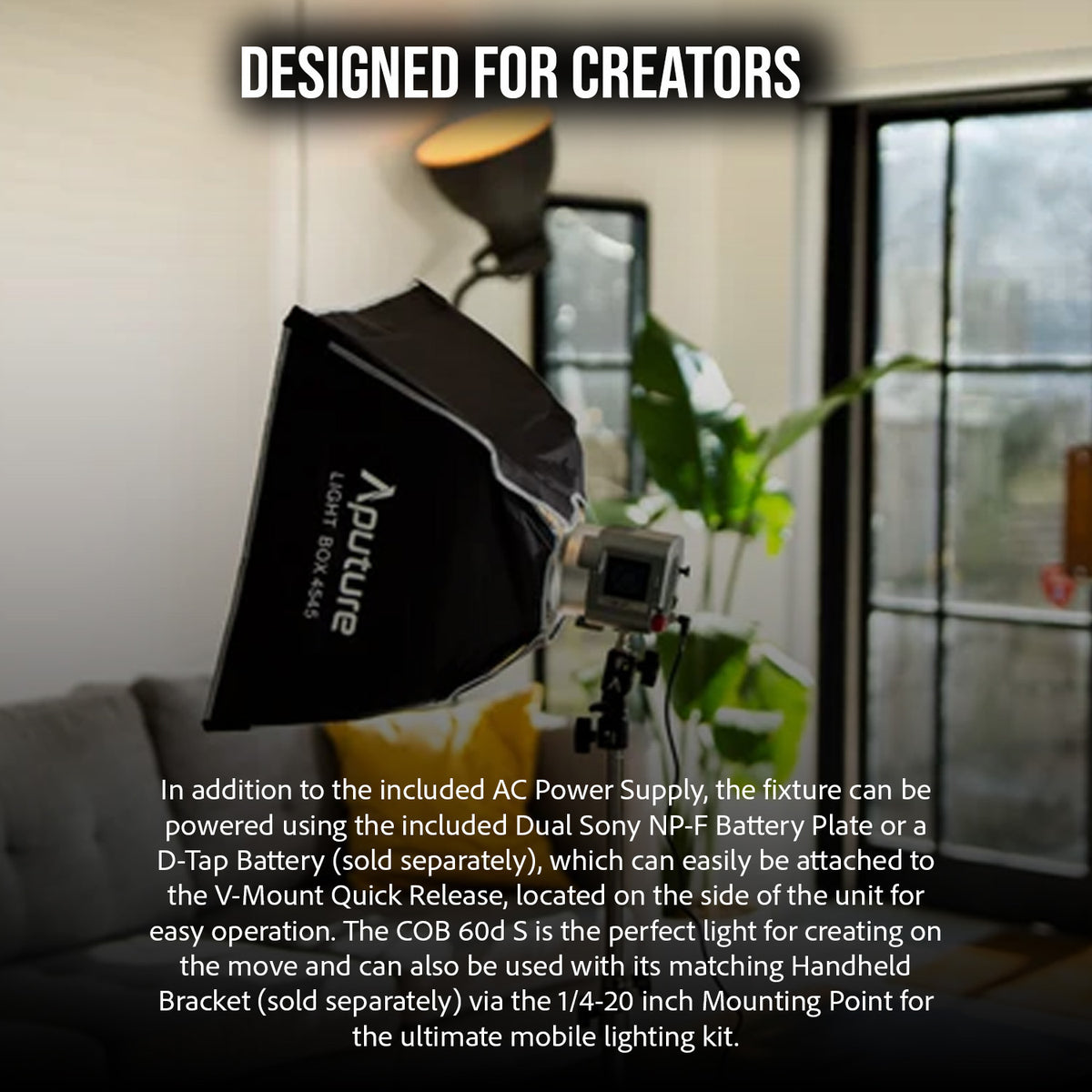 Aputure Amaran COB 60D S Point Source LED 65W Daylight with Full-Size Universal Bowens Mount Bundle