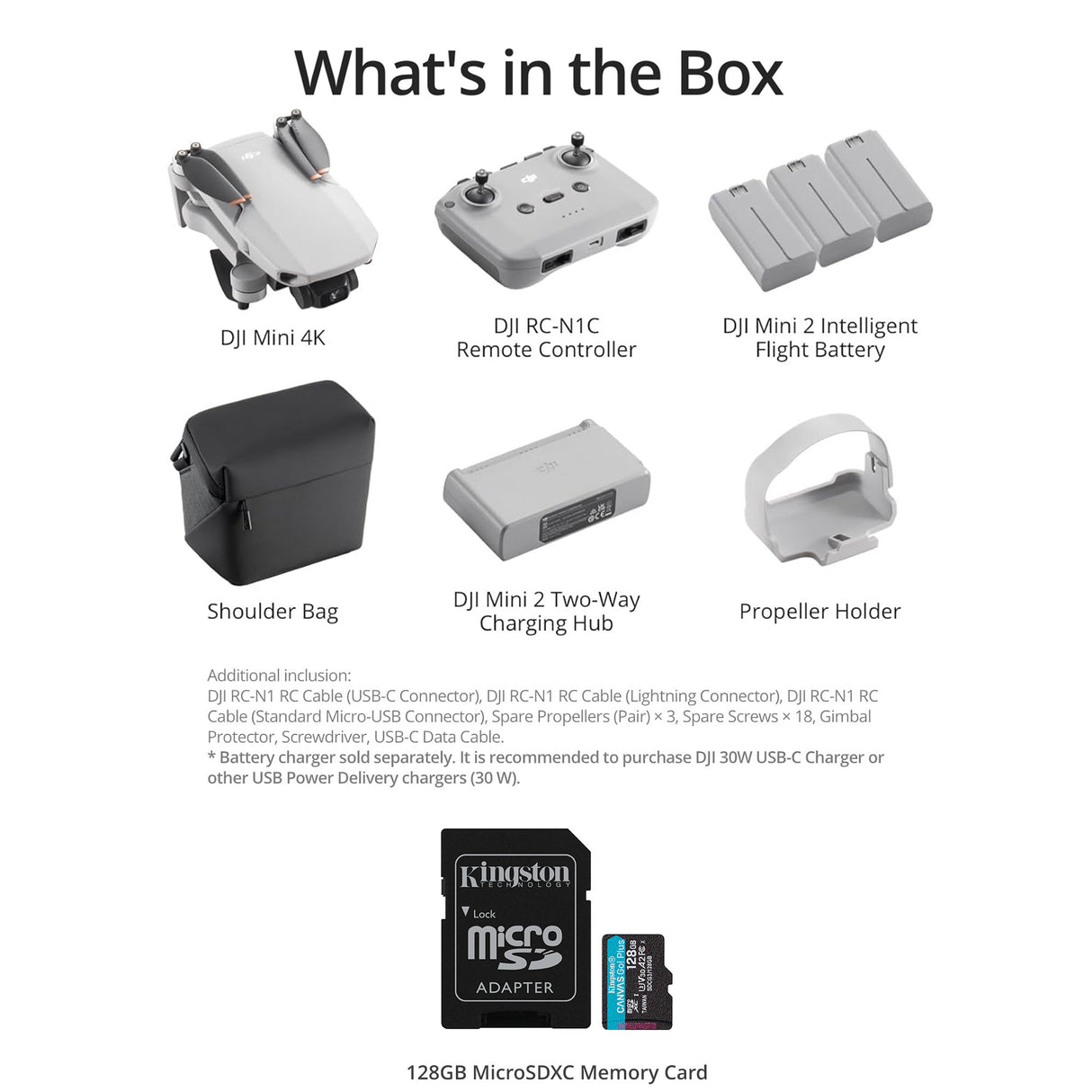 DJI Mini 4K Fly More Combo with128GB MicroSDXC Memory Card Bundle