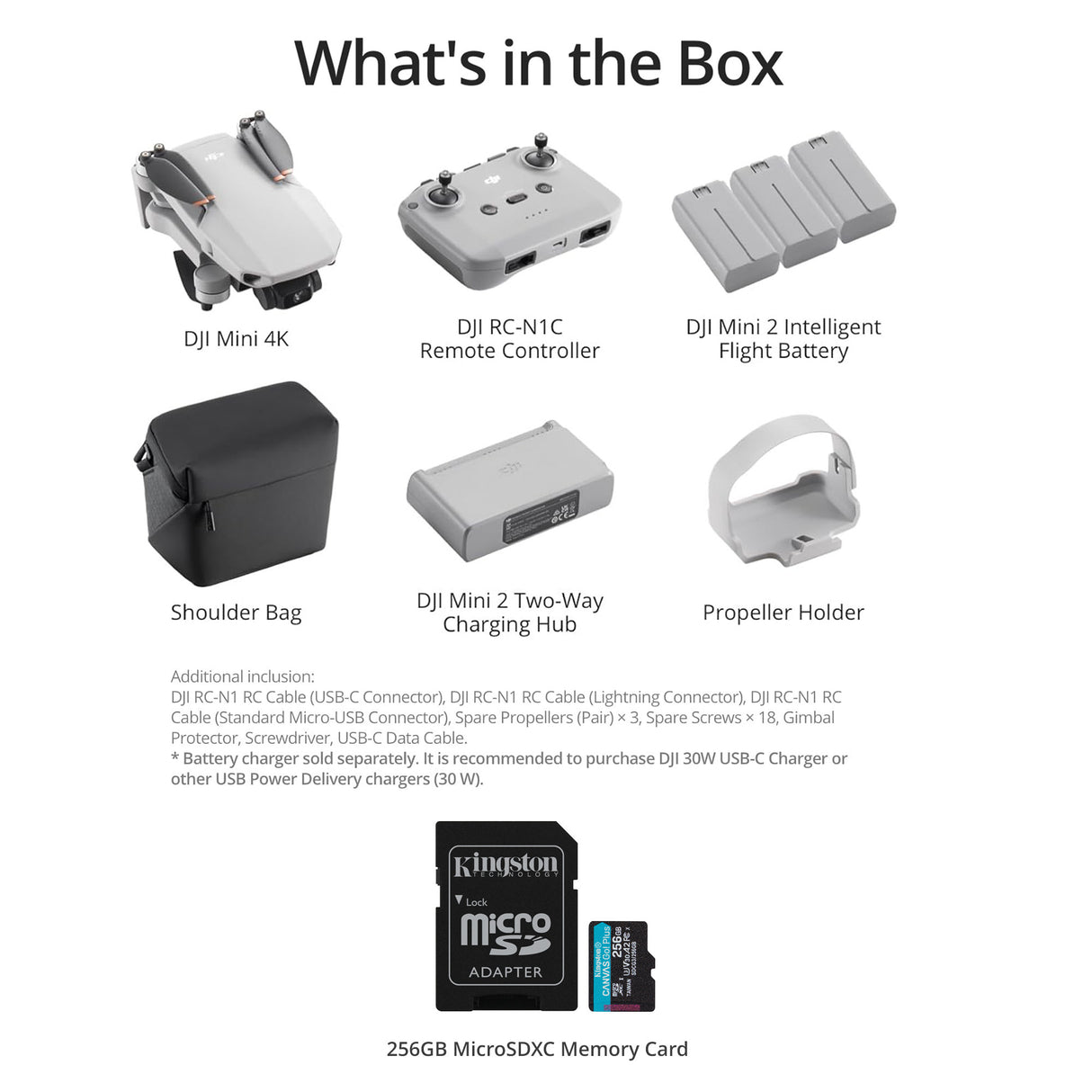 DJI Mini 4K Fly More Combo with 256GB MicroSDXC Memory Card Bundle