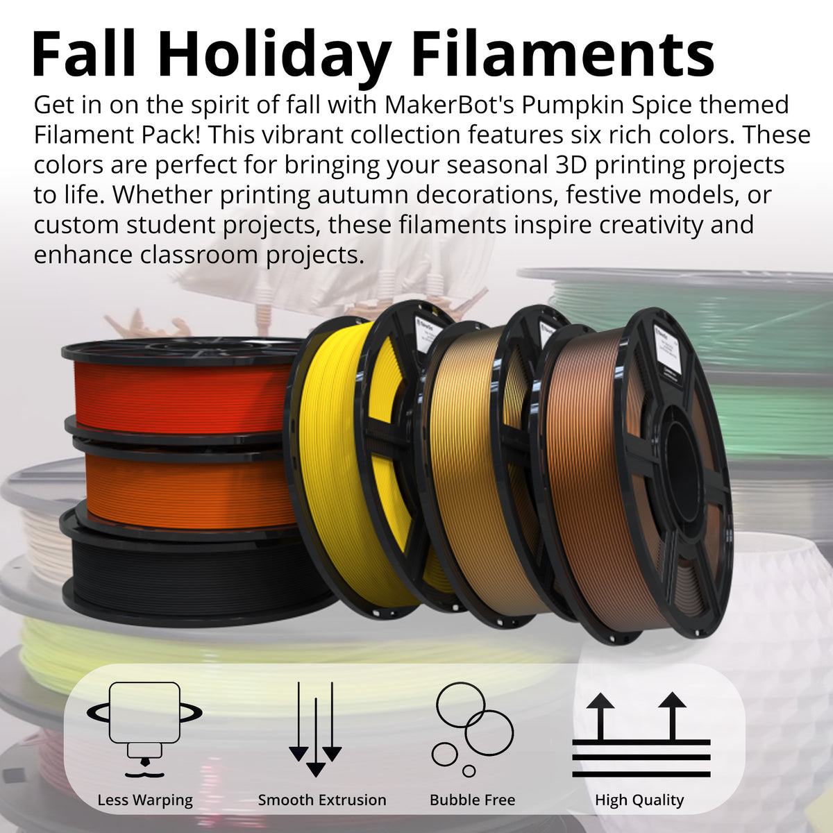 MakerBot Sketch Fall Holiday Pumpkin Spice Themed Filament Pack for Season-Themed Projects (6-Pack)