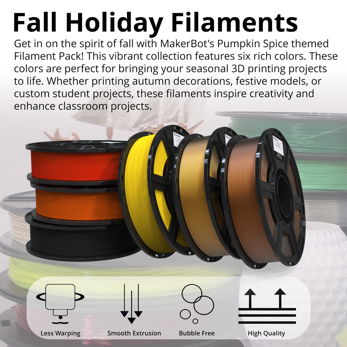 MakerBot Sketch Fall Holiday Pumpkin Spice Themed Filament Pack for Season-Themed Projects (6-Pack)