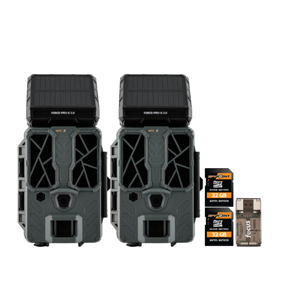 Spypoint FORCE-PRO-S 2.0 Trail Camera with Built-In Solar Panel (2-Pack) Bundle