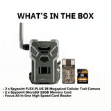 Spypoint FLEX-PLUS Cellular Trail Camera (2-Pack) with Spypoint Memory Card (2-Pack) Bundle