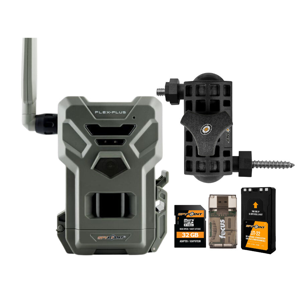 Spypoint FLEX-PLUS Cellular Trail Camera with Rechargeable Lithium Battery Pack Bundle
