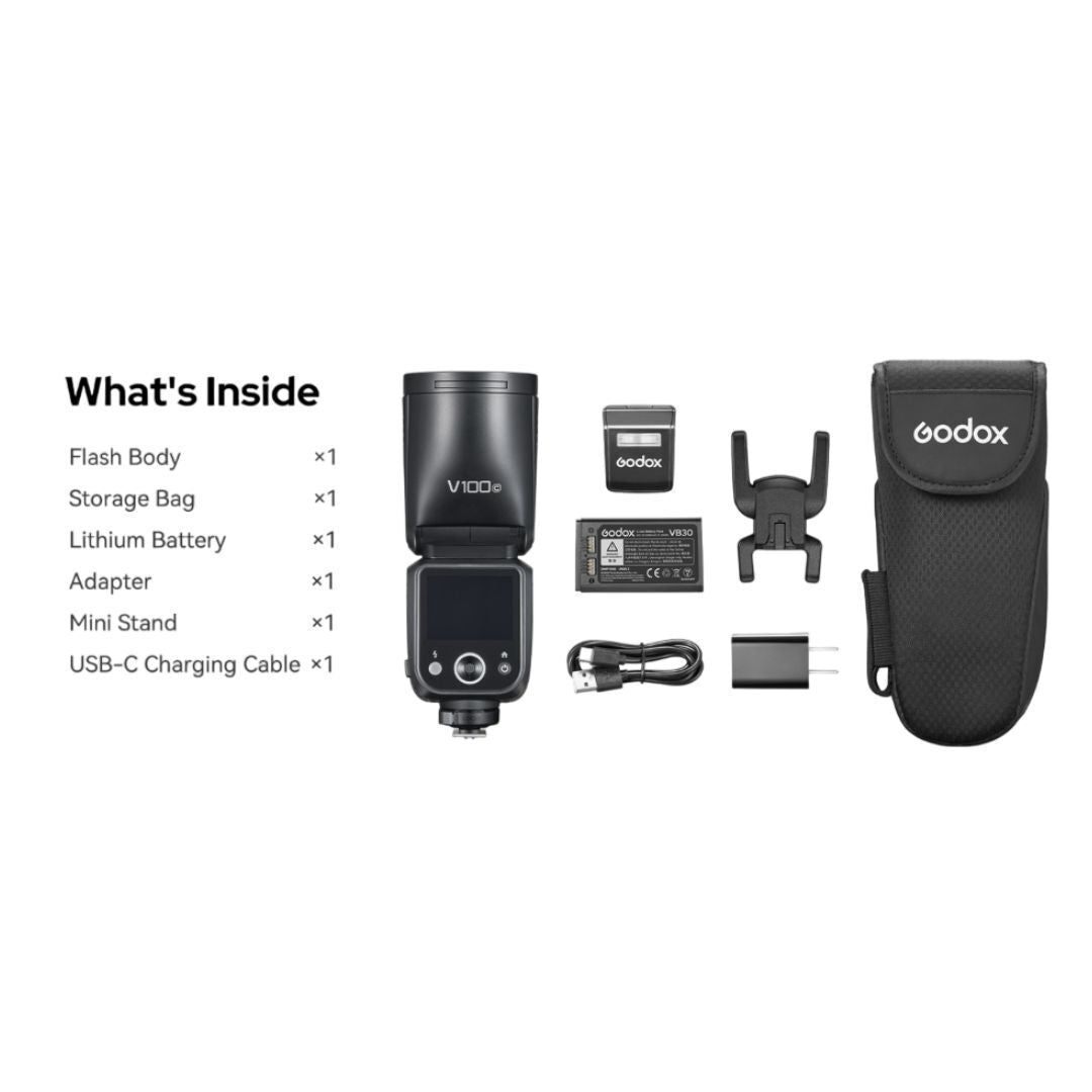 Godox V100 100W On-Camera Flash for Fuji with 2.3-Inch Full-Color Touchscreen (Open Box)
