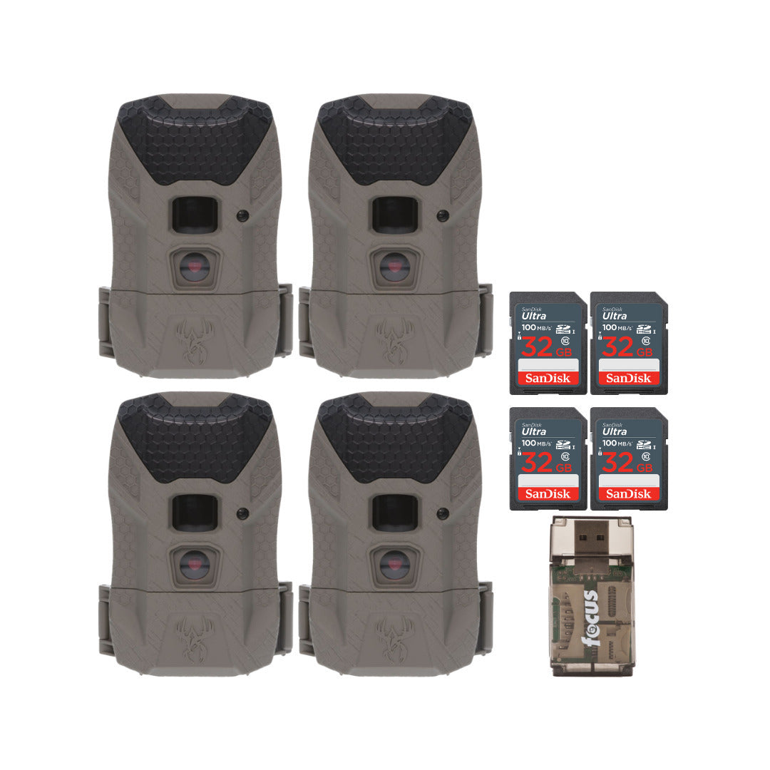 Wildgame Innovations Kicker 2.0 Lightsout Trail Camera with 18MP Resolution (4-Pack) Bundle