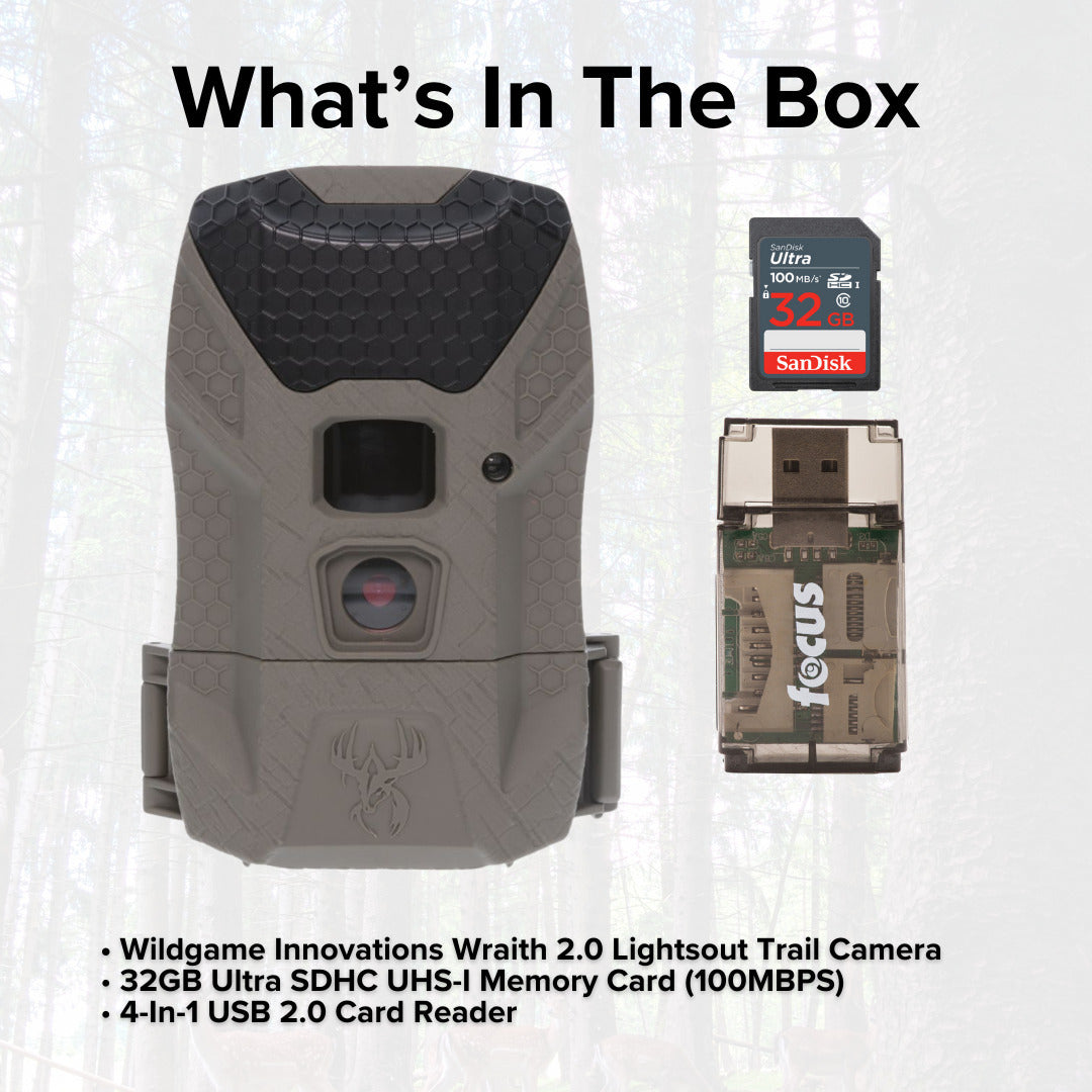 Wildgame Innovations Kicker 2.0 Lightsout Trail Camera with 18MP Resolution and 720p Video Bundle