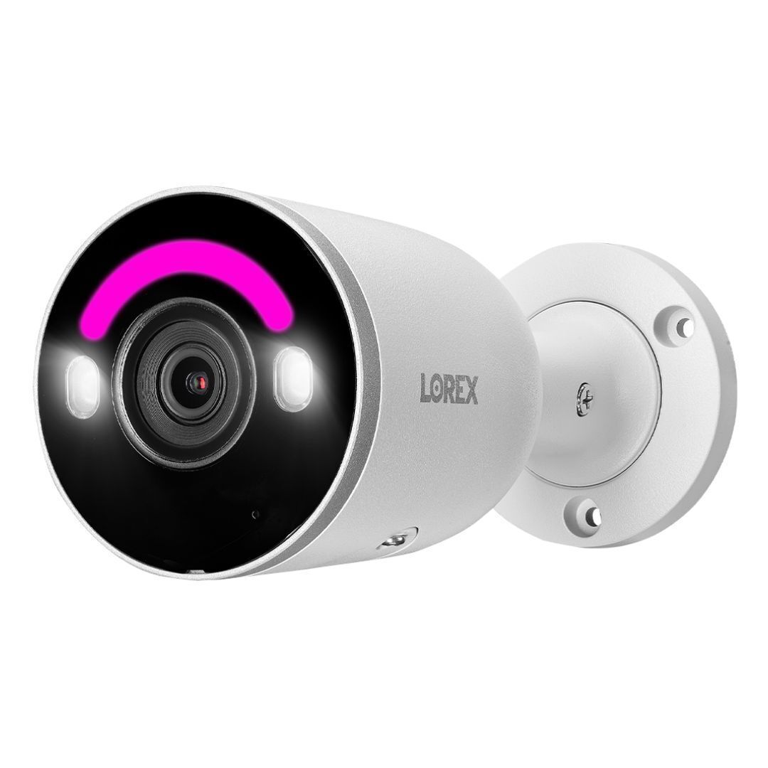 Lorex 4K Fusion 2TB Wired NVR System with Four 4K IP Bullet Smart Security Lighting Cameras (White)