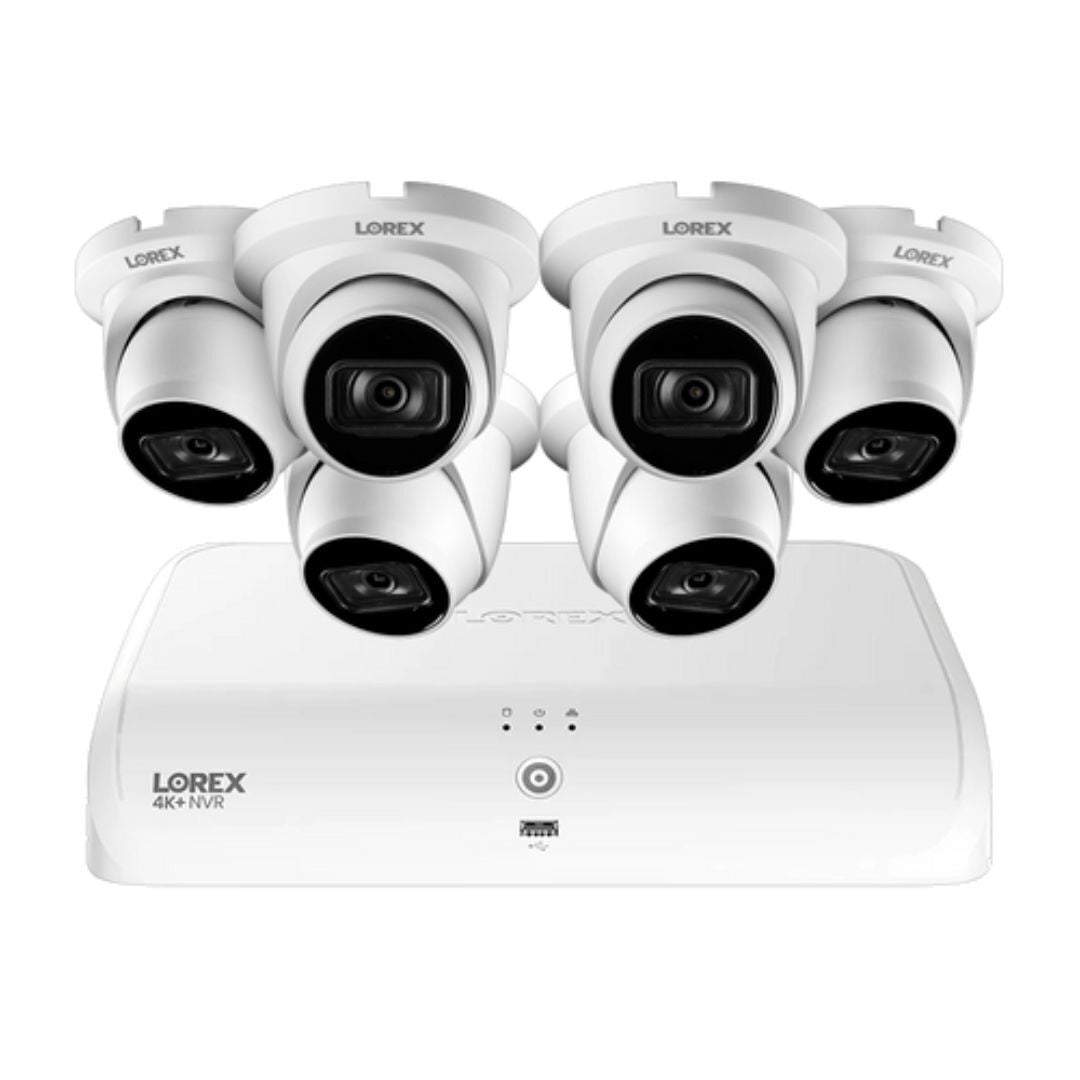 Lorex 4K Fusion 2TB Wired NVR System with Six 4K IP UHD Dome Cameras with Color Night Vision (White)