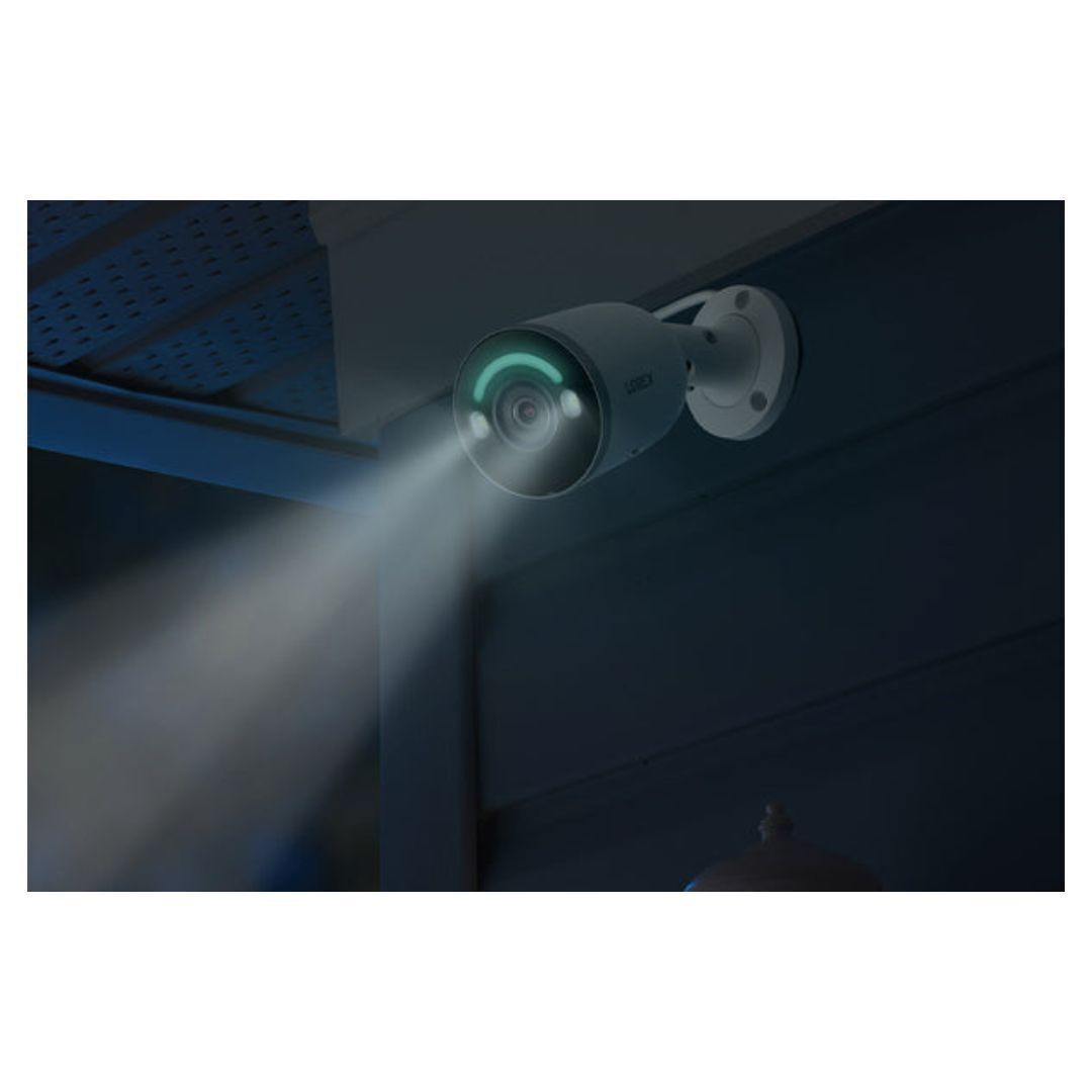 Lorex 4K Fusion 2TB Wired NVR System with Six 4K IP Bullet Smart Security Lighting Cameras (White)