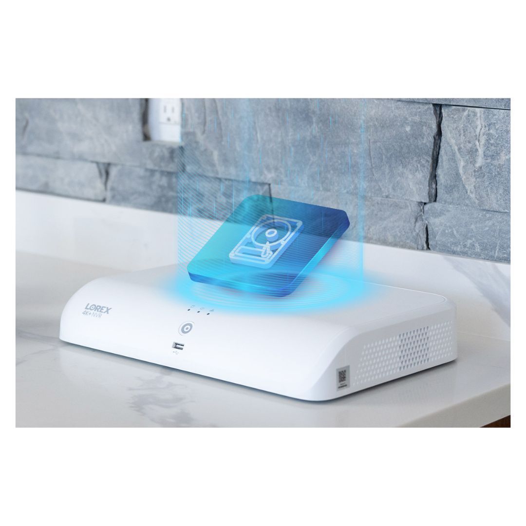 Lorex 4K Fusion 2TB Wired NVR System with Six 4K IP Bullet Smart Security Lighting Cameras (White)