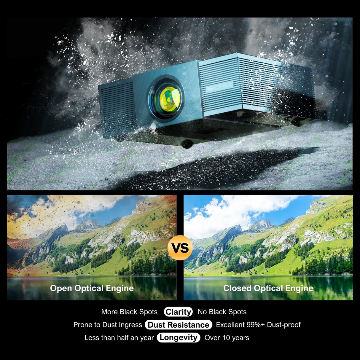 ULTIMEA Apollo P60 4K Projector with Auto Focus, 6D Auto-Keystones, and 30W DSP Speakers Bundle