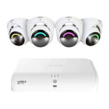 Lorex 4K Fusion 2TB Wired NVR System with Four 4K IP Dome Smart Security Lighting Cameras (White)