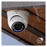 Lorex 4K Fusion 2TB Wired NVR System with Four 4K IP Dome Smart Security Lighting Cameras (White)