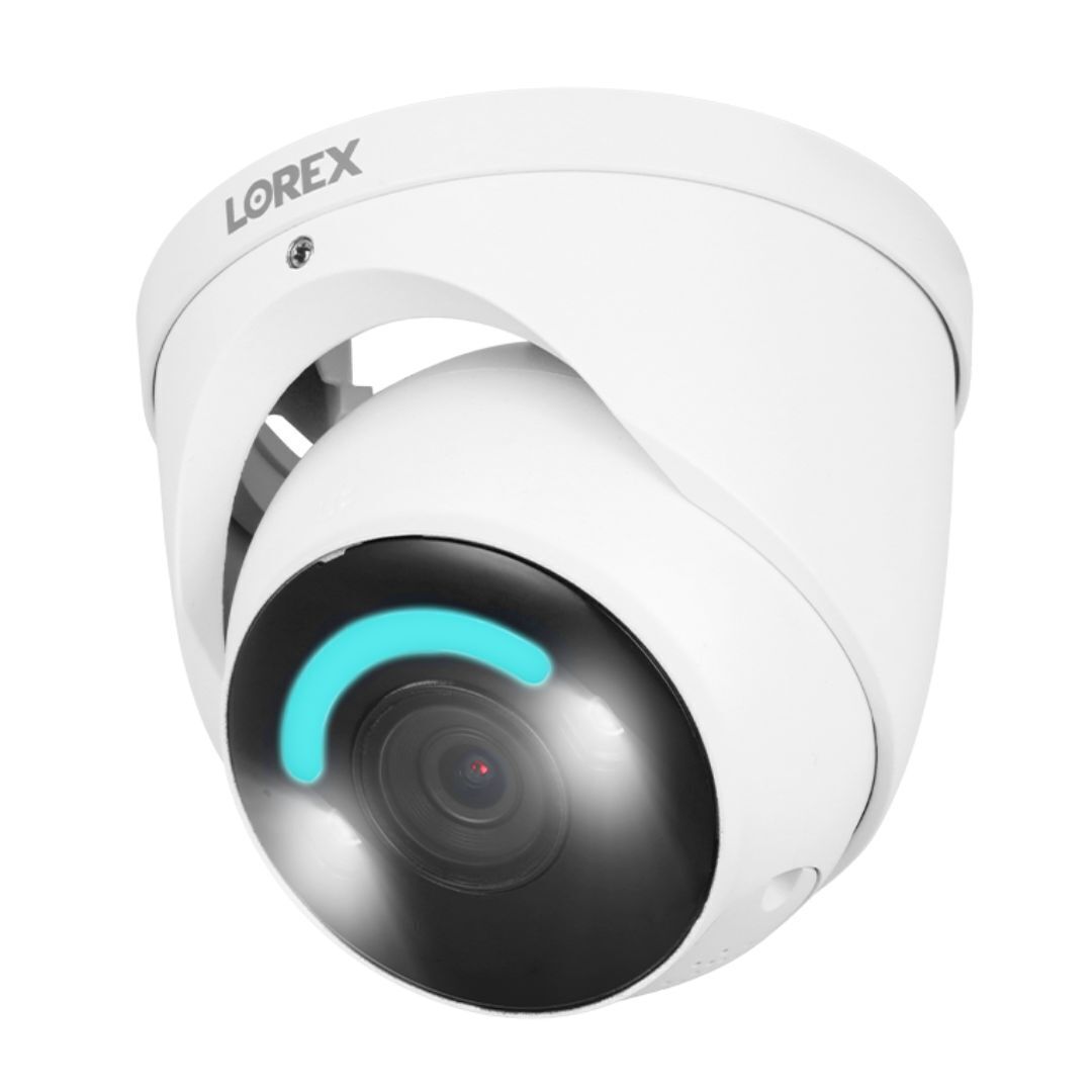 Lorex 4K Fusion 2TB Wired NVR System with Four 4K IP Dome Smart Security Lighting Cameras (White)