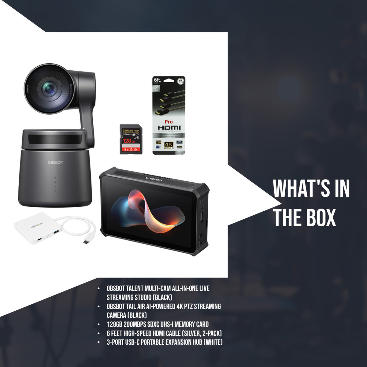 OBSBOT Talent Multi-Cam All-In-One Live Streaming Studio (Black) with Streaming Camera Bundle